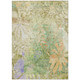 9' X 12' Green And Ivory Floral Washable Indoor Outdoor Area Rug