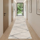 10' Gray And Ivory Geometric Runner Rug