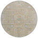 8' Beige And Taupe Round Floral Washable Indoor Outdoor Area Rug