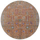 8' Orange And Green Round Floral Washable Indoor Outdoor Area Rug
