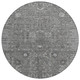 8' Pewter And Silver Round Floral Washable Indoor Outdoor Area Rug