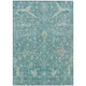 9' X 12' Teal Blue And Lime Green Floral Washable Indoor Outdoor Area Rug