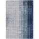 8' X 10' Blue And Ivory Striped Washable Indoor Outdoor Area Rug