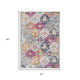 6' Blue And Ivory Floral Runner Rug