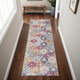 8' Blue And Ivory Floral Runner Rug