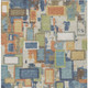 3' X 5' Denim Blue Copper And Green Geometric Washable Indoor Outdoor Area Rug