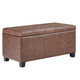 36" Umber and Dark Brown Faux Leather and Solid Wood Upholstered Distressed Storage Bench With Flip Top