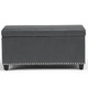 33" Stone and Espresso Faux Leather and Solid Wood Upholstered Storage Bench With Flip Top
