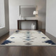 4' X 6' Blue and Ivory Southwestern Area Rug