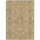 9' X 12' Gold And Blue Floral Washable Indoor Outdoor Area Rug