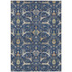 5' X 8' Navy Blue Ivory And Gold Floral Washable Indoor Outdoor Area Rug