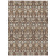 9' X 12' Brown And Beige Floral Washable Indoor Outdoor Area Rug