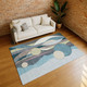 10' X 14' Teal Blue Ivory And Green Geometric Washable Indoor Outdoor Area Rug