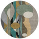 8' Taupe Ivory And Gold Round Geometric Washable Indoor Outdoor Area Rug