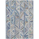 3' X 5' Denim Blue And Ivory Geometric Washable Indoor Outdoor Area Rug