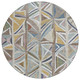 8' Taupe Ivory And Gold Round Geometric Washable Indoor Outdoor Area Rug