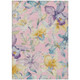 9' X 12' Pink Gold And Lavender Floral Washable Indoor Outdoor Area Rug
