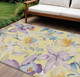 9' X 12' Yellow Gold And Lavender Floral Washable Indoor Outdoor Area Rug