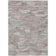 10' X 14' Blush And Gray Striped Washable Indoor Outdoor Area Rug