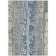 10' X 14' Artichoke Green Ivory And Blue Geometric Washable Indoor Outdoor Area Rug