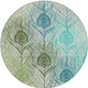 8' Artichoke Green Ivory And Blue Round Floral Washable Indoor Outdoor Area Rug