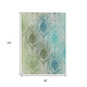 8' X 10' Artichoke Green Ivory And Blue Floral Washable Indoor Outdoor Area Rug