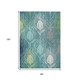 8' X 10' Teal Blue Green And Ivory Floral Washable Indoor Outdoor Area Rug