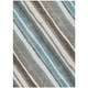 9' X 12' Taupe Ivory And Blue Striped Washable Indoor Outdoor Area Rug