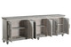 111" Gray Distressed Solid Wood Carved Floral Sideboard with Six Doors