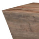 19" Dark Brown and Brass Distressed Solid Wood Square Block End Table