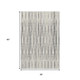 3' X 5' Beige And Gray Striped Washable Indoor Outdoor Area Rug