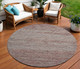 8' Burgundy And Gray Round Abstract Washable Indoor Outdoor Area Rug