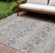10' X 14' Blue And Gray Ikat Washable Indoor Outdoor Area Rug