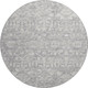 8' Gray And Ivory Round Damask Washable Indoor Outdoor Area Rug