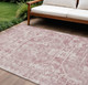 9' X 12' Pink And Ivory Tribal Washable Indoor Outdoor Area Rug