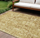 9' X 12' Gold And Ivory Tribal Washable Indoor Outdoor Area Rug