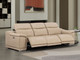 107" Beige Top Grain Leather Reclining USB Sofa