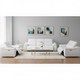 Two Piece White Genuine Leather Five Person Seating Set