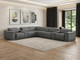 Battleship Gray Leather Modular L Shaped Eight Piece Corner Sectional With Console