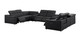Battleship Gray Leather Modular U Shaped Ten Piece Corner Sectional With Console