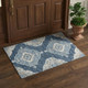 3' X 5' Blue And Ivory Tribal Distressed Washable Area Rug With UV Protection