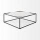 36" White and Black Genuine Marble and Metal Square Frame Coffee Table