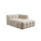 Ivory Boucle L Shaped Two Piece Sofa and Chaise Sectional With Toss Pillows
