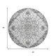 8' Light Gray Ivory And Gold Floral Medallion Distressed Washable Round Rug With UV Protection