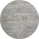 8' Ash Gray Brown And Ivory Floral Medallion Distressed Washable Round Rug With UV Protection