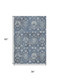 3' X 5' Blue And Ivory Floral Medallion Distressed Washable Area Rug With UV Protection