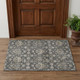 3' X 5' Graphite Ivory And Gold Floral Medallion Distressed Washable Area Rug With UV Protection