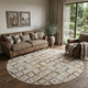 8' Gray Brown And Ivory Diamond Washable Round Rug With UV Protection