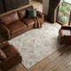 9' X 12' Ivory Beige And Gray Diamond Washable Area Rug With UV Protection