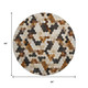 8' Black Brown And Ivory Geometric Washable Round Rug With UV Protection